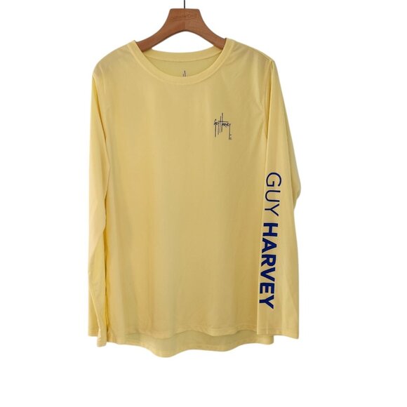 Guy Harvey‎ Shirt Performance Fishing Beach Sun UPF30 Yellow Womens XXL EUC - Picture 1 of 11